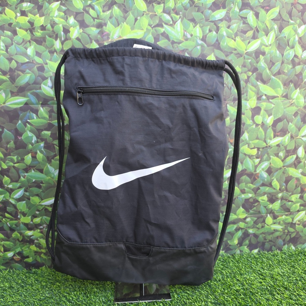 Nike Brasilia Training Drawstring Gym Sack Bag Black White Swoosh BA5338-010